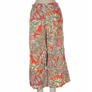 C&C California Tropical Print Wide-Leg Cropped Linen Pants